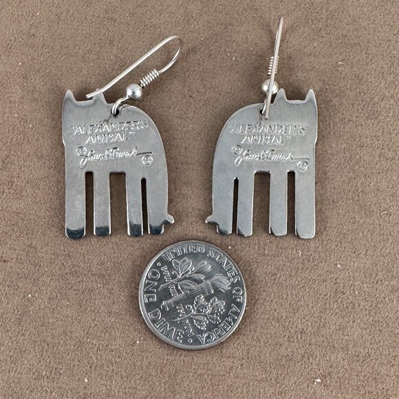 Vintage Laurel Burch Black Enameled Alexander's Cat  French Wires - Picture 6 of 6